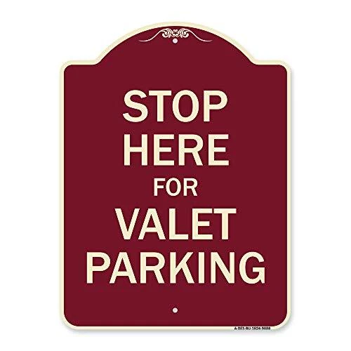 SignMission Designer Series Sign - Stop Here for Valet Parking | Gauge Alumin...