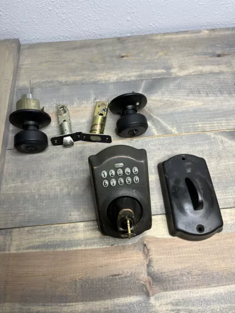 Schlage BE365 V CAM 716 Camelot Keypad Deadbolt In  Aged Bronze Lot for parts