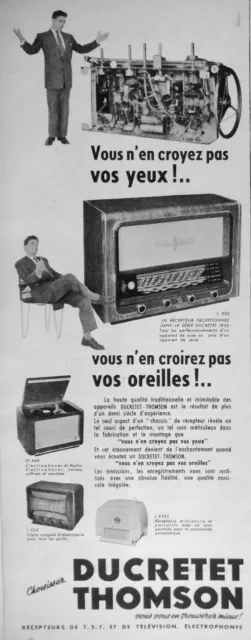 1954 Ducretet Thomson Electric Television Advertisement Don't Believe Your Eyes