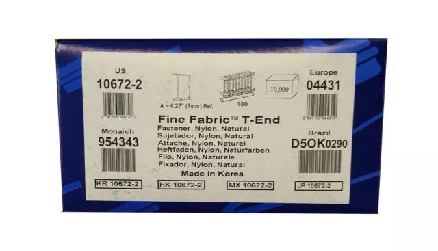1/4" Fine Fabric T-End Fasteners (10,000/box)