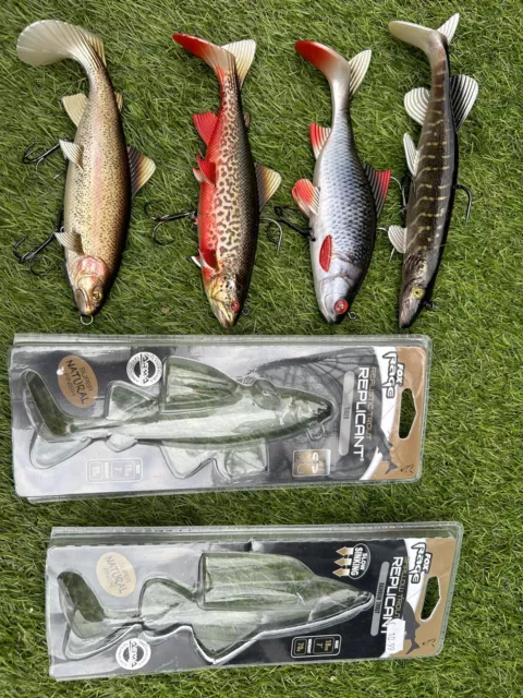 4 x Fox Rage Replicant Realistic Large Pike Lures Trout Roach Job Lot