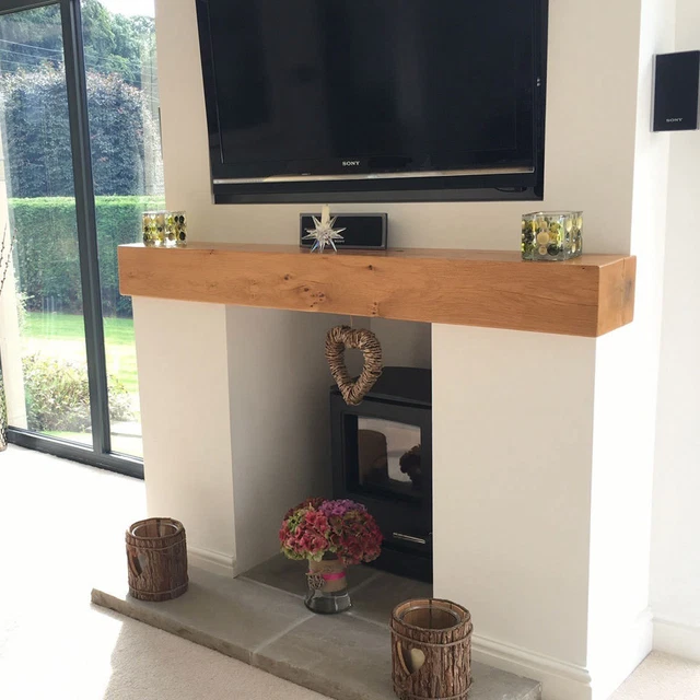 OAK MANTLE BEAM Fireplace Lintel Floating Shelf Mantelpiece Wooden
