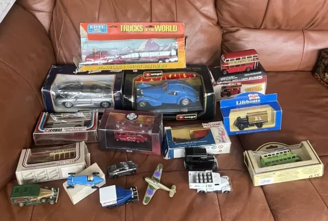 Vintage Bundle Job Lot Diecast Vehicles Burago Maisto ERTL corgi MOST BOXED mint