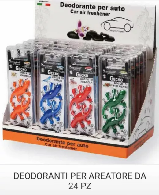 Set 24 Pezzi Profumatore Gecko Profumo Deodorante Auto Varie Fragranze sus