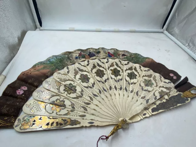 Fabulous Antique Folding Hand Fan (25)