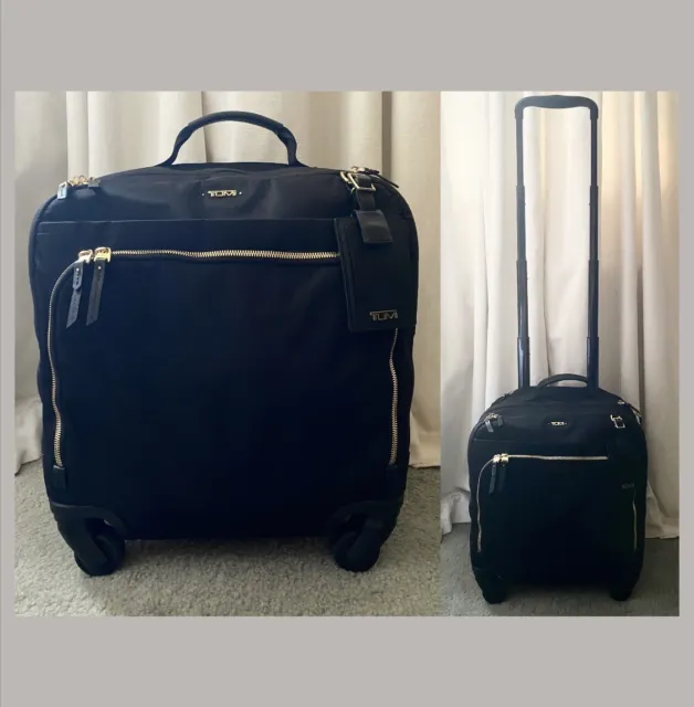 $625 Tumi Voyageur Oslo Compact Carry On Suitcase Luggage Black Gold Used 1-2x
