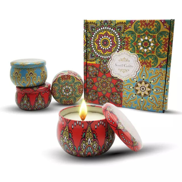 Scented Candles Gift Set 4pcs Aromatherapy Candle Pack 4.4 oz Soy Wax Gifts