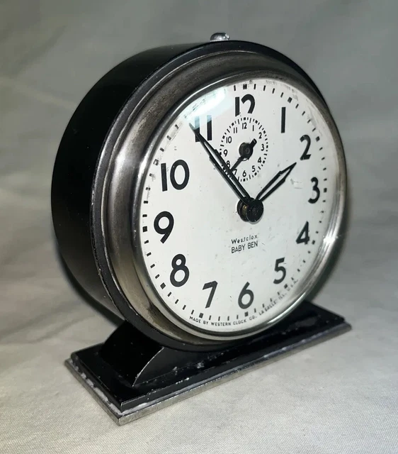 Antique Black Westclox Baby Ben Style 4 (1934-39) Alarm Clock-Working