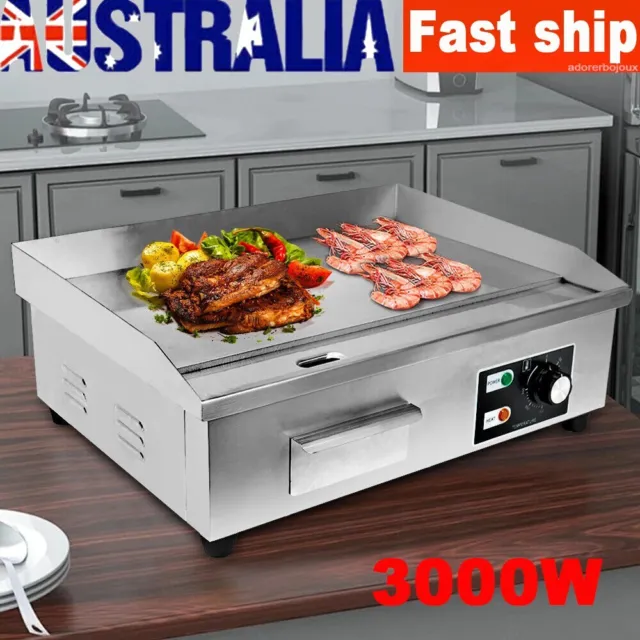 Electric Griddle Grill Hot Plate Commercial 3000W Stainless Steel Countertop BBQ