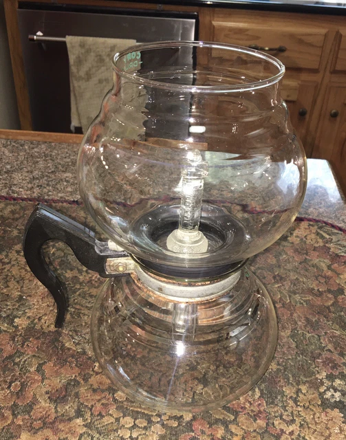 VINTAGE CORY DRU Glass Stove Top Double Bubble Vacuum Percolator Coffee