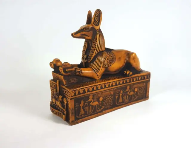 Exquisite Handcrafted Sculpted Stone God Anubis Shrine Statue - Detailed Artwork