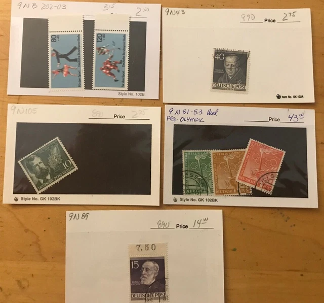 Germany (West Berlin) - Lot of better on dealer cards. Complete sets, High $$