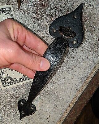 Early 10 1/2" Antique Hand Wrought American Iron Door Handle with Thumb Latch