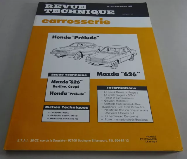 Reparaturanleitung Revue Technique Modell: Honda Prélude&Mazda 626 Stand 06/1980