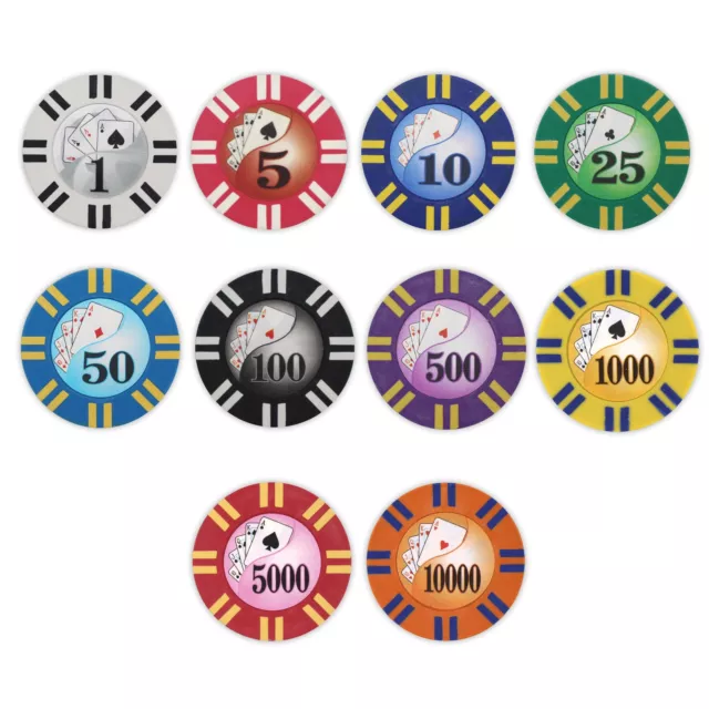 100 Poker Chips 2 Stripe Twist 8 Gram - Pick Your Denominations