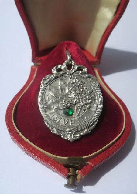 Pendentif Ancien Art Nouveau 1900 - Feuilles Et Fleurs De Lierre En Argent - Travail Français - Occasion