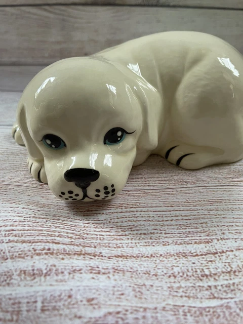 Vintage Large Ceramic Puppy Statue Figurines Set Of 3 Cream/white 11