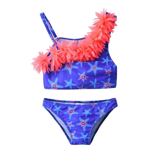 Costume Due Pezzi Per Ragazza Colorati Spiaggia Abiti Stella Righe 4-10year