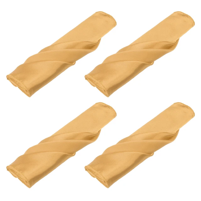 12pcs Gold Satin Table Napkins Polyester Square Bright Table Napkin 20×20 Inch