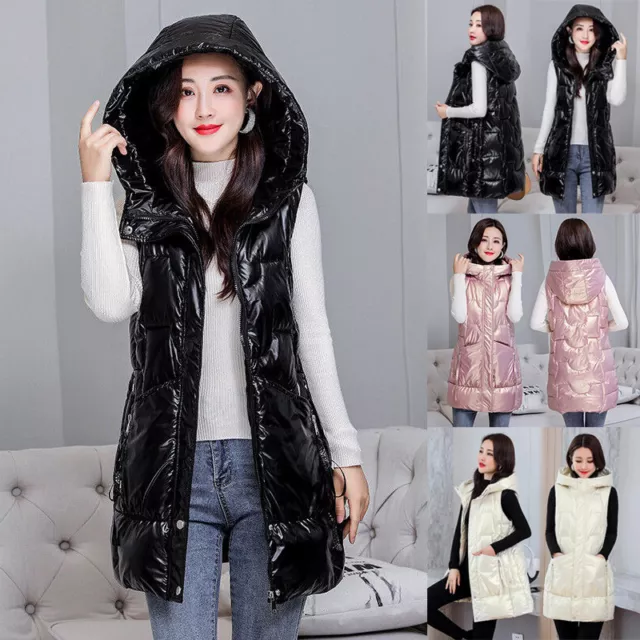 Women's Winter Long Vest Warm Gilet Jacket Waistcoat Ladies Cotton Coat Outwear