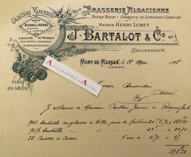 Facture Unionwerke AG Berlin 1905 - Brasserie Enzinger - Document Historique Allemagne