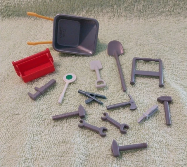 Lot Playmobil Vintage Ouvriers Travaux Publics - Années 1974/75 Avec Brouette Et Outils, Occasion