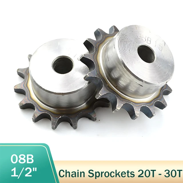 08B Kettenrad 20- 30Zähne 1/2" Zahnteilung mit Nabe Kettenräder C45 Stahl Ritzel