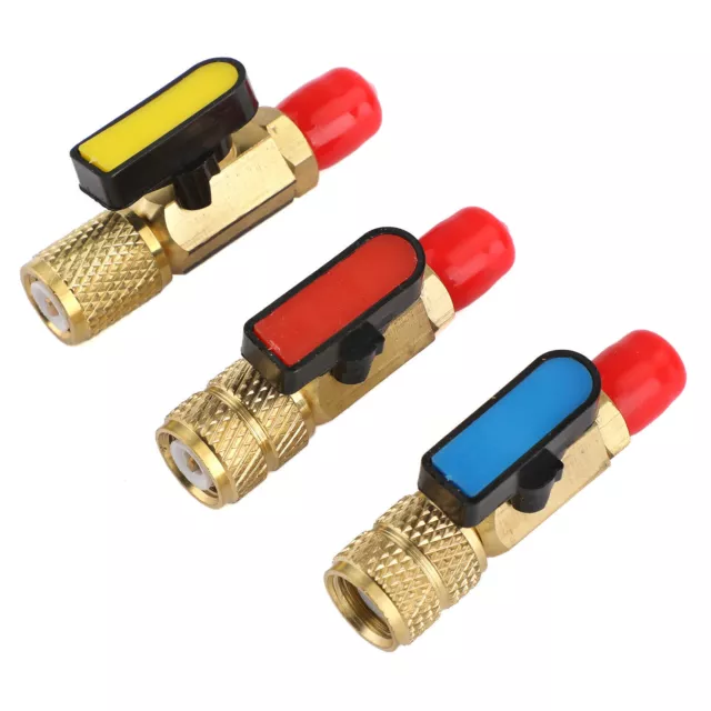 3pcs Straight Valves 1/4" SAE Refrigerant HVAC A/C Tech Hand Tool For R410A SL