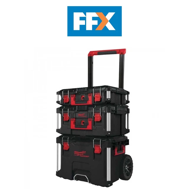 MILWAUKEE 4932464244 3PC Packout Storage System Set Tool Box Trolley ...