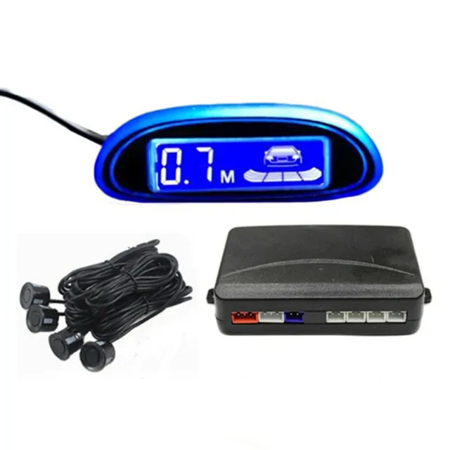 Car 4 Parking Backup Sensors Kit Blue LED Display Reverse Radar Voice System