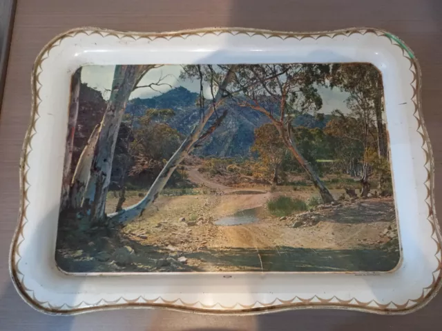 Vintage Willow Australia Flinders Ranges  Printed Tin Serving Tray