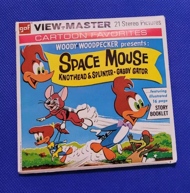 B509 Space Mouse Woody Woodpecker Gabby Gator Cartoon view-master 3 Reels Packet