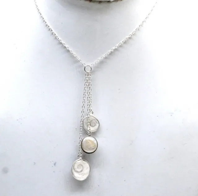 Collier en argent sterling 925 avec coquillage et perles de Shiva, bijoux...