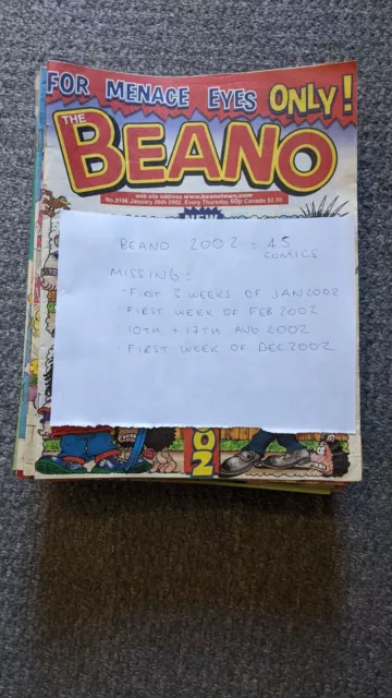 Vintage The Beano Comics x45 (From 2002) Near Complete Year Bundle Job Lot