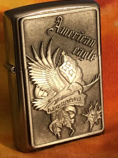 American Eagle And Sun Zippo Lighter #1 New In Box Plate Lighter