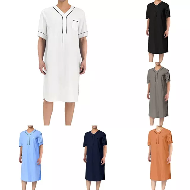 Robe Men Muslim Clothing Sleepwear Sleeve Traditional Clothing Vacation