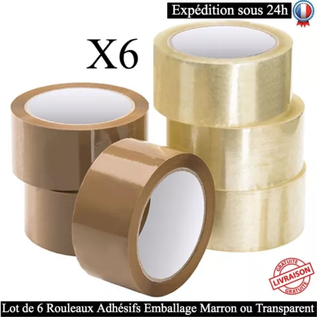 RUBAN ADHÉSIF 6 Rouleaux Marron ou Transparent pour Emballage Colis  Expédition EUR 14,95 - PicClick FR