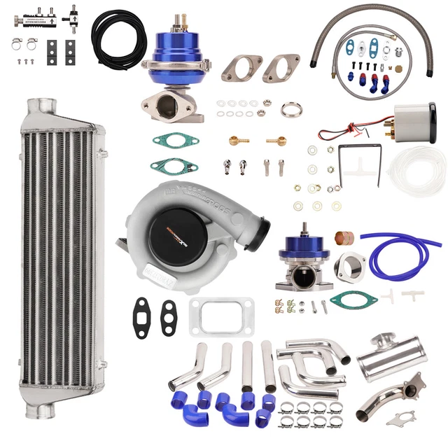 TURBOCHARGER + WASTEGATE + Intercooler+ Boost Gauge +Piping Kit For