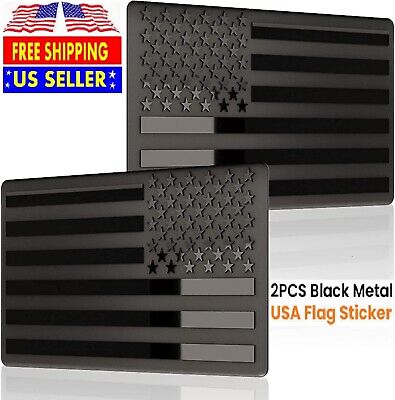 2PCS 3D Metal USA Flag Sticker American Car Truck Decal Emblem Black Sticker