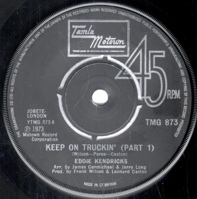 Eddie Kendricks Keep On Truckin' 7" vinyl UK Tamla Motown 1973 Part 1 b/w part 2