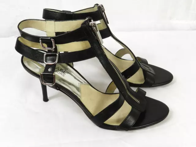 Michael Kors Womens 8.5 M Black Leather Strappy Stiletto Sandals
