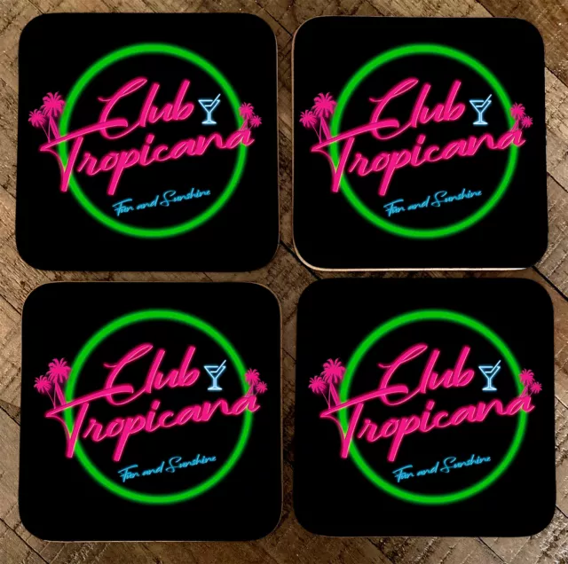 Club Tropicana Cocktail Barrette Sottobicchieri Set Di 4 - BAR A Casa Legno Pub