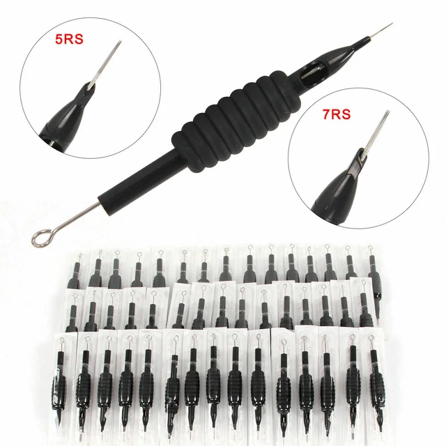 60 un. puntas de aguja de boquilla de tatuaje estéril desechable 3/4 y agarre de tubo RL RS M F