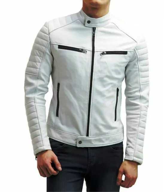 Stylish White Leather Jacket: Trendy Outerwear for Fashionable and Timeless Look