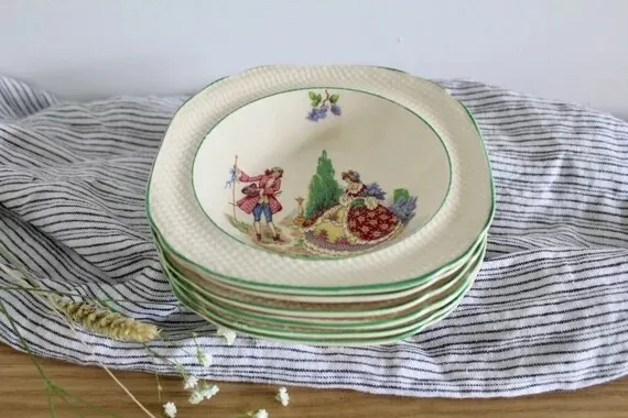 Vintage 1930’s Swinnertons Hampton Ivory set of six Dessert Bowls ‘Lilac Time'
