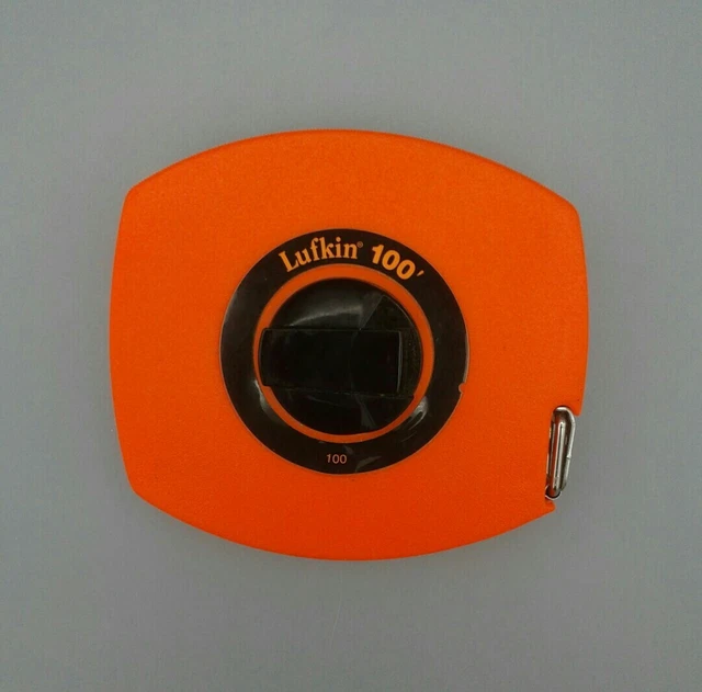 Cinta naranja de 100' de largo Lufkin con graduaciones de 1/8