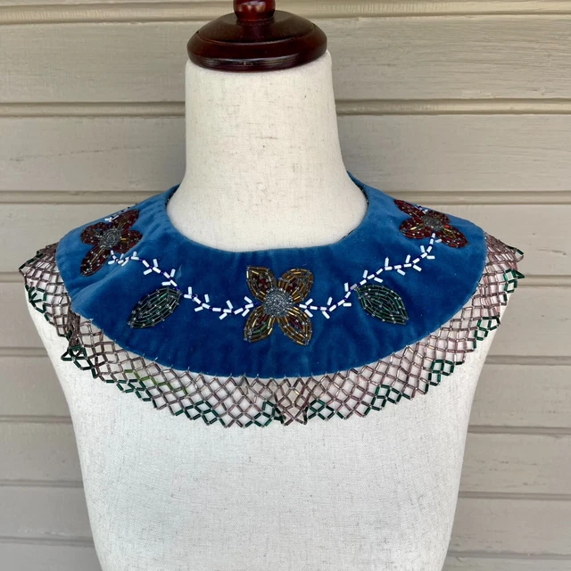 Child's Athabascan Beaded Velvet Dance Collar, Northern Saskatchewan-vintage