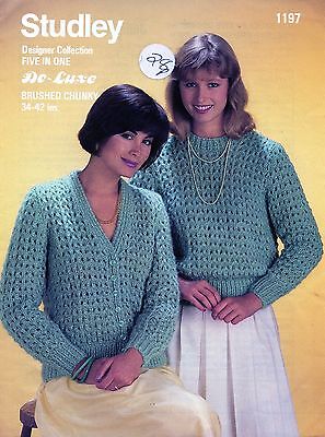 ~Vintage Studley Knitting Pattern For Lady's Lacy Cardigan & Sweater~ 34" ~ 42"