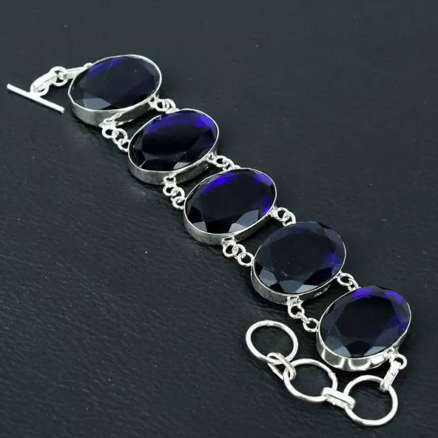 London Topazio Blu Gemma 925 Sterling Argento Regalo Gioielli Bracciale