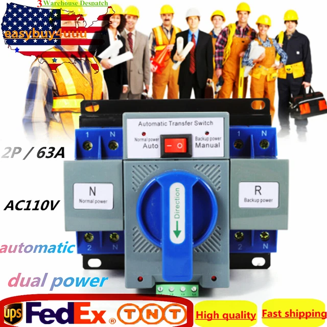 Dual Power Switch Transfer Switch 220V 63A 2P Mini Automatische Power Transfer Switch Stroomonderbrekerschakelaars
